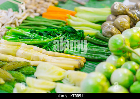 Mix di verdure cotte al vapore il cibo sano di stile tailandese settentrionale vegetale piatto laterale ricette Foto Stock