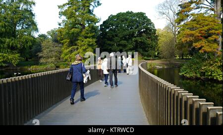 Sackler attraversamento su un lago a Kew Botanical Gardens vicino a Londra Foto Stock