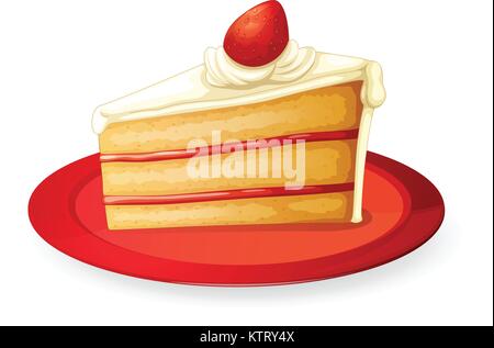 Illustrazione di una pasticceria in piatto rosso su bianco Illustrazione Vettoriale