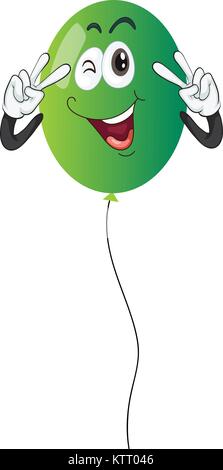 Illustrazione dettagliata di un palloncino verde su sfondo bianco Illustrazione Vettoriale