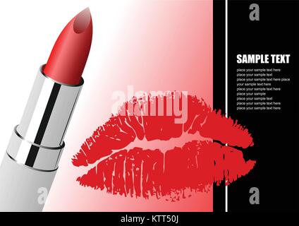 Donna di apparecchiature per il trucco. Il rossetto. Illustrazione Vettoriale Illustrazione Vettoriale