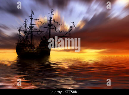 Conceptual Phantom Ship fuori in mare Foto Stock