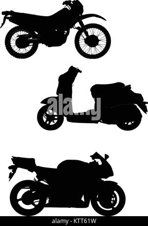 Tre illustrazioni vettoriali del motociclo. Guida per progettisti; Illustrazione Vettoriale