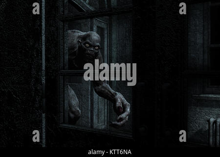 3d illustrazione di monster creatura in Haunted House Foto Stock