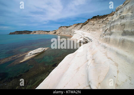 La meravigliosa Scala dei Turchi Beach a Realmonte, Agrigento in Sicilia. Foto Stock