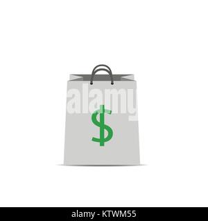 Borsa per la spesa con il simbolo del dollaro Illustrazione Vettoriale
