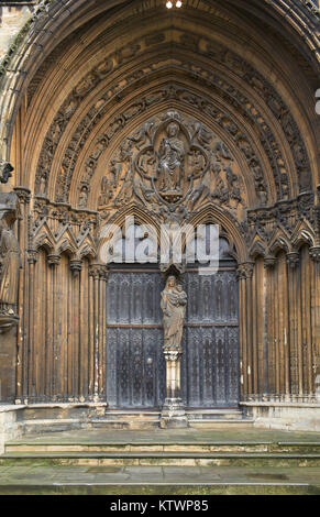 Porta Sud a Cattedrale di Lincoln Foto Stock