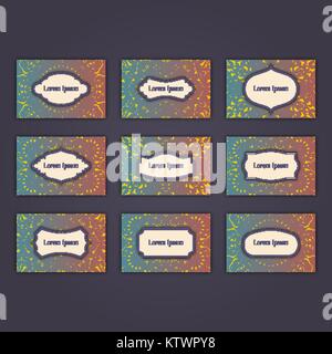 Lussuoso business card set design con orientale floreale elementi mandala. Illustrazione Vettoriale