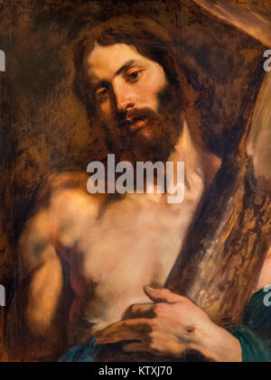 Gesù Cristo che porta la croce da Sir Anthony van Dyck (1599-1641), olio su tela, inizi del seicento Foto Stock