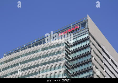 Nissan edificio, una multinazionale giapponese produttore di automobili con sede a Yokohama, Giappone Foto Stock
