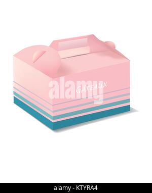 Colore rosa gateaux portante con pattern su sfondo bianco Illustrazione Vettoriale