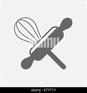 Frusta arnese da cucina e laminazione in legno Foto Stock