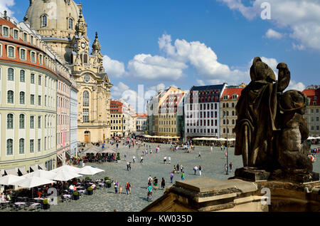 A Dresda, Touristenthighlight nuovo mercato, Touristenthighlight Neumarkt Foto Stock