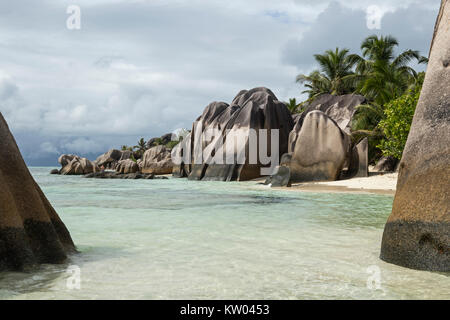 La spiaggia di Anse Source d'Argent, La Digue, Seicelle Foto Stock