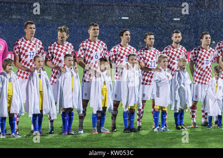 Zagabria, Croazia - 02 settembre 2017: Europeo il qualificatore per 2018 FIFA World Cup Russia. Croazia vs il Kosovo. Nazionale Croata lineup del team Foto Stock