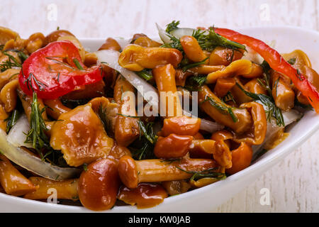 Decapati mushroom - Armillaria con cipolla e erbe aromatiche Foto Stock
