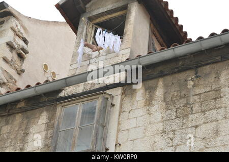 Dettagli architettonici del IV secolo nel palazzo di Diocleziano a Split, Croazia Foto Stock