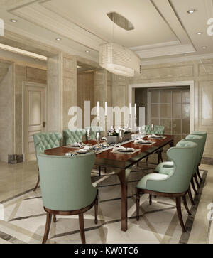 3illustrazione D Interni Sala da pranzo in stile classico Foto Stock