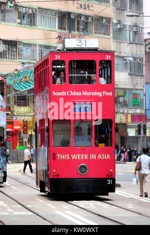 Tram, Isola di Hong Kong, Cina Foto Stock