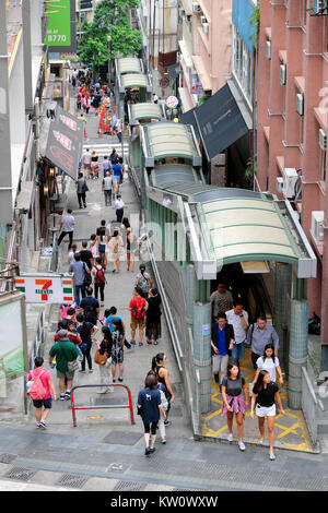 Central-Mid-Levels escalator e sistema di passerella, Isola di Hong Kong, Cina Foto Stock