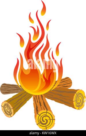 Campo di fuoco isolati su sfondo bianco Illustrazione Vettoriale