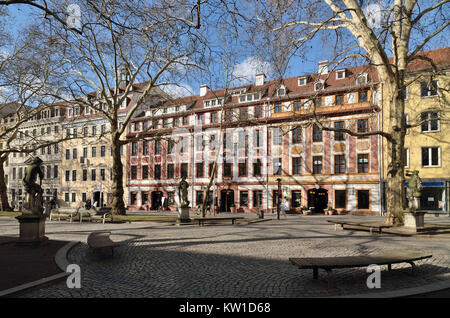 Dresden Neustadt, Fußgängerzone Hauptstrasse Foto Stock