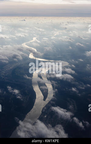 Vista aerea di Browns Island e il fiume Ohio in West Virginia, Stati Uniti d'America Foto Stock
