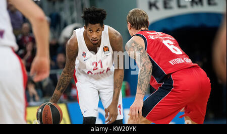 Vitoria, Spagna. Il 29 dicembre, 2017. Sarà Clyburn (Cska Mosca) in azione durante la partita di basket della stagione 2016/2017 di Eurolega tra Saski Baskonia e il CSKA Mosca a Fernando Buesa Arena Center su dicembre 29, 2017 a Vitoria, Spagna. ©David Gato/Alamy Live News Foto Stock