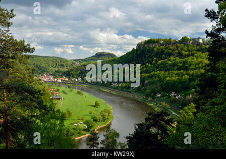 Svizzera sassone, città e fortezza re della pietra, Stadt und Festung Königstein Foto Stock