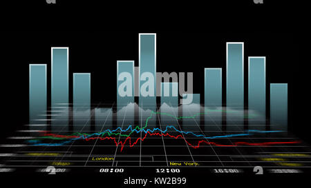 Finanziarie e tecniche di analisi dei dati grafici che mostrano sul monitor del computer. Foto Stock