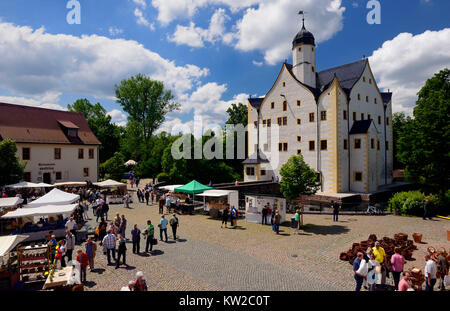 Chemnitz, moated castle brook Klaffen, Wasserschloss Klaffenbach Foto Stock