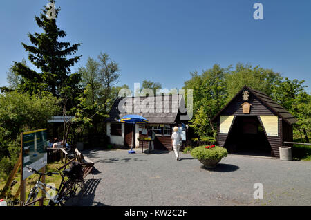 Osterzgebirge, i Monti Metalliferi, ingresso al Georgenfelder ad alto livello moor, Erzgebirge,Eingang zum Georgenfelder Hochmoor Foto Stock