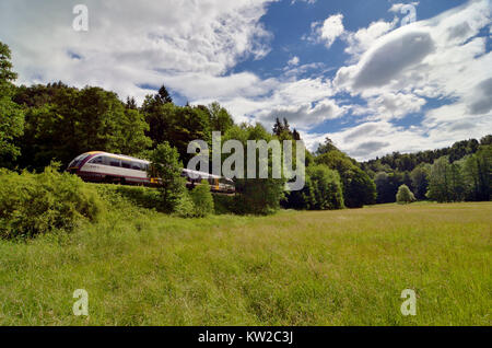 Svizzera sassone, Svizzera Sassone, Saxon Semmeringbahn nel Sebnitztal, Sächsische Schweiz, Sächsische Semmeringbahn Sebnitztal im Foto Stock