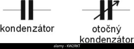 Znacka Kondenzatoru è un articolo utilizzato nell'ingegneria elettrica, specificamente correlato ai condensatori e alle loro funzioni nei circuiti. È importante per comprendere i componenti elettrici. Foto Stock