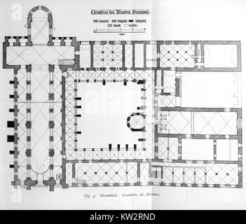 Kloster Bronnbach Hauptbau Grundriss 1896 2 Foto Stock