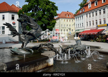 Diana's Wells in the pelican crossing in pietra, Turingia, Wallowing, Dianabrunnen in der Fussgaengerzone Steinweg, Thueringen, Suhl Foto Stock