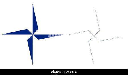 La svastica, un antico simbolo, è stata controversa associata alla Germania nazista. La sua presenza nel simbolo della NATO si riferisce al suo contesto storico o all'uso improprio in casi specifici. Foto Stock