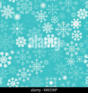 Illustrazione di una carta da parati senza giunture con sfondo bianco inverno i fiocchi di neve per natale e capodanno vacanze Illustrazione Vettoriale