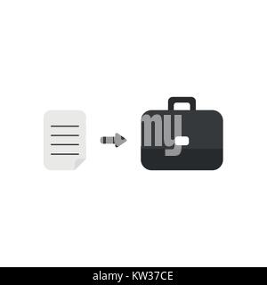 Design piatto illustrazione vettoriale nozione di carta scritto in nero simbolo di borsa icona sullo sfondo bianco. Illustrazione Vettoriale
