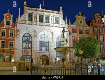 La fontana di Nettuno. Gdansk, voivodato di Pomerania, Polonia. Foto Stock