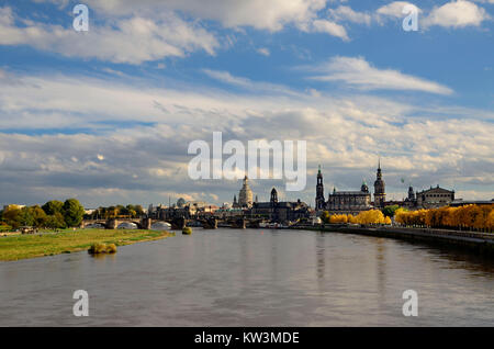 Dresda città vecchia di Dresda, Old Town, vista la Marien's bridge, Dresden Altstadt, Dresdener Altstadt, Ansicht von der Marienbrücke Foto Stock