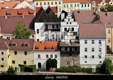 Litomerice, Cechia, Litomerice, vecchi edifici dalle mura della città, Tschechien, Altbauten an der Stadtmauer Foto Stock