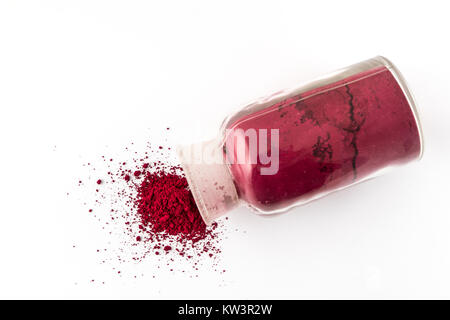 Contenitori di vetro naturale contenente pigmenti colorati in polvere Foto Stock