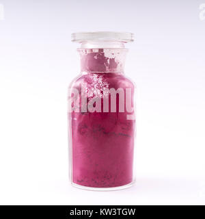 Contenitori di vetro naturale contenente pigmenti colorati in polvere Foto Stock