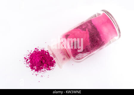 Contenitori di vetro naturale contenente pigmenti colorati in polvere Foto Stock