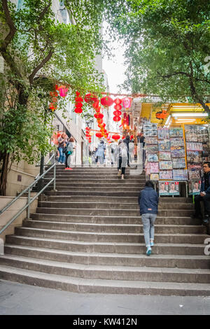 Hong kong pottinger street noto anche come il granito di gradini di pietra Foto Stock