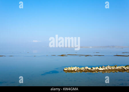 Scardovari spiaggia paesaggio. Fiume Po laguna, Italia. Punto di riferimento italiano Foto Stock