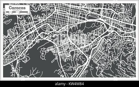 Caracas Venezuela Mappa della città in stile retrò. Illustrazione Vettoriale. Mappa di contorno. Illustrazione Vettoriale