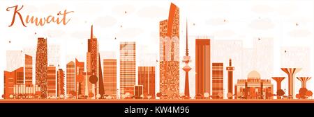 Abstract Kuwait City Skyline con edifici di colore. Illustrazione Vettoriale. Viaggi di affari e turismo concetto con edifici moderni. Illustrazione Vettoriale