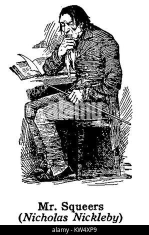 Charles Dickens 1812 al 1870 - Dickens caratteri -1930's illustrazione - Signor Squeers dall ' Nicholas Nickleby' Foto Stock